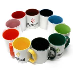 High quality (A) ceramic mug with inside and handle colored 2