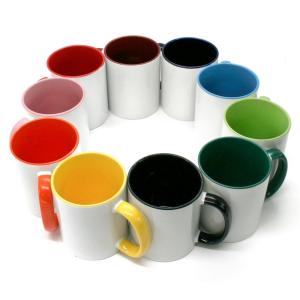 High quality (A) ceramic mug with inside and handle colored