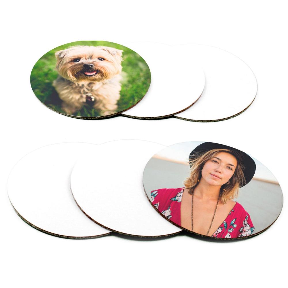 Round cardboard coasters with cork base Pack of 6 pieces for sublimation