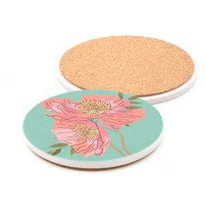 Sous-verre rond grès avec base en liège (Pack de 4 u.) pour sublimation 2