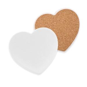 Heart Sandstone Coaster with cork base (Pack of 4 u.) for sublimation
