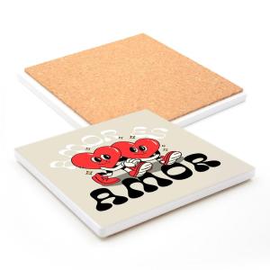 Posavasos cuadrado de arenisca con base de corcho (Pack de 4 u.) para sublimación 2