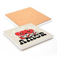 Posavasos cuadrado de arenisca con base de corcho (Pack de 4 u.) para sublimación