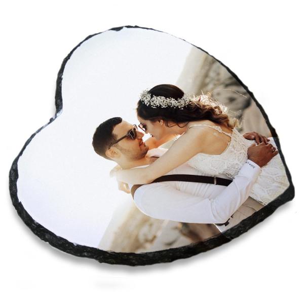Heart rock slate photo frame 19.5 x 19.5 cm
