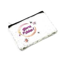 Astuccio / Pochette effetto lino paillettes reversibili  per sublimazione