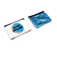 Astuccio / Pochette effetto lino paillettes reversibili  per sublimazione