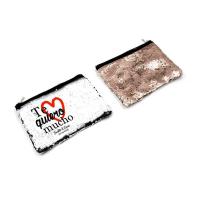 Astuccio / Pochette effetto lino paillettes reversibili  per sublimazione