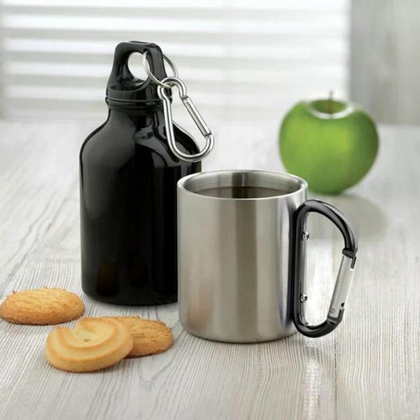 Taza de acero con asa de mosquetón 10 oz