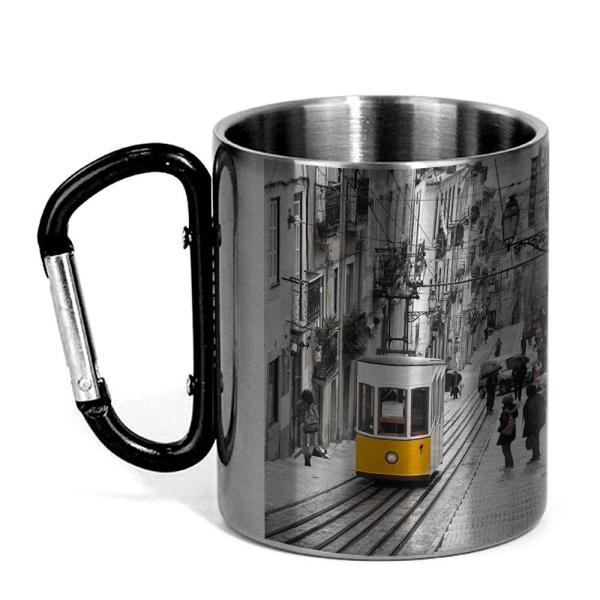 Taza de acero con asa de mosquetón 10 oz