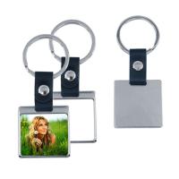 Metallic keychain with leather strap for sublimation