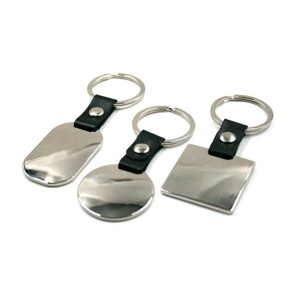 Porte-clés métallique avec bracelet en cuir