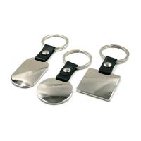 Porte-clés métallique avec bracelet en cuir