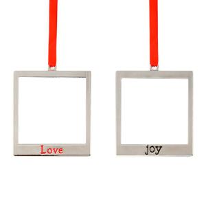 Ornements de Noël métalliques carrées (2 cotes)