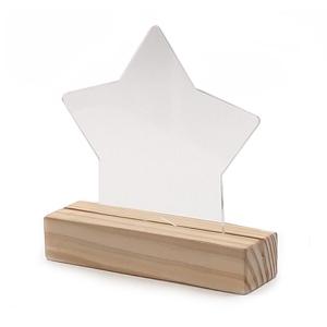 Portafotos de metacrilato + base de madera (estrella)