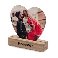 Methacrylate photo holder + wooden base (heart)