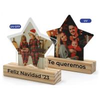 Portafotos de metacrilato + base de madera (estrella)