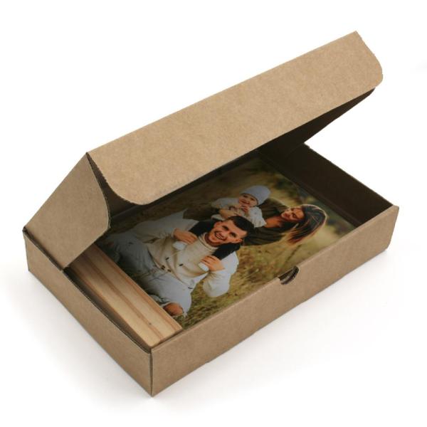 Portafotos de metacrilato + base de madera (rectangular 15x22 cm)