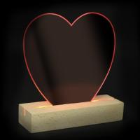 Acrylic photo holder + wooden base + light (heart)
