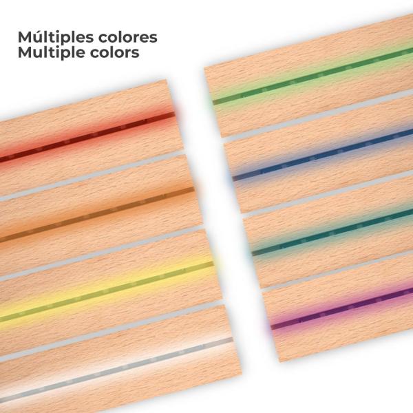 Rectangular acrylic photo holder + wooden base with light (markers included)