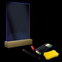 Rectangular acrylic photo holder + wooden base with light (markers included)