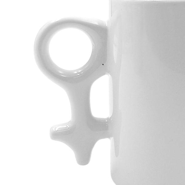 Ceramic mugs with gender symbol handle