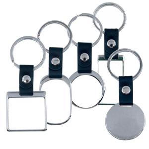 Porte-clés métallique avec bracelet en cuir