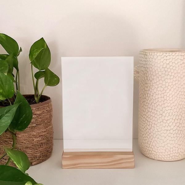 Portafotos de cristal + base de madera (rectangular 15x22 cm)