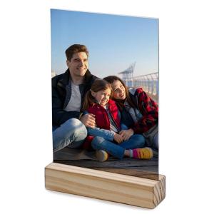 Portafotos de cristal + base de madera (rectangular 15x22 cm) 2