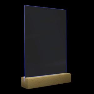 Glass photo holder + wooden base with light (rectangle 15x22 cm)