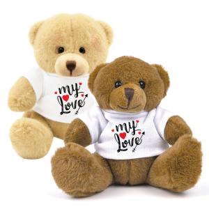 Ours en peluche 11 cm aux coloris Beige et Marron avec t-shirt blanc personnalisable pour sublimation 2