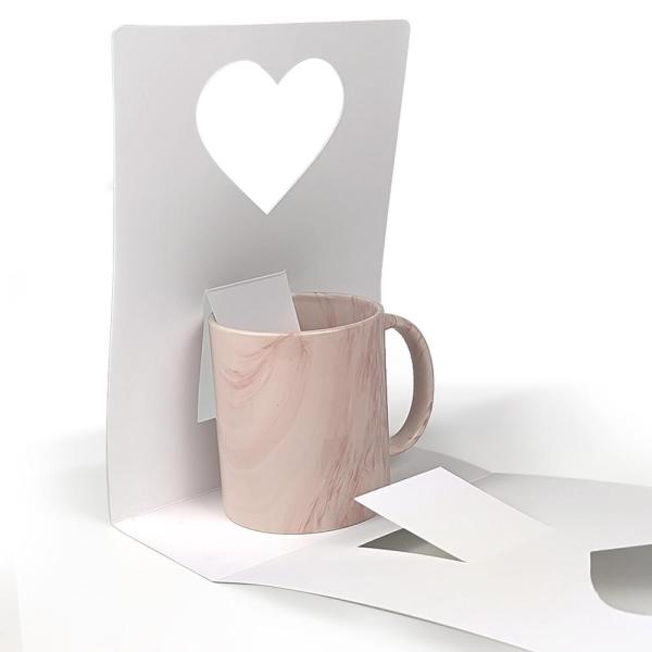 Blister con asas en forma de corazón sublimable para taza