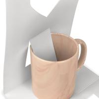 Montaje del blister con asas en forma de corazón sublimable para taza