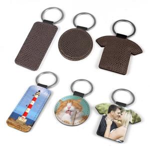 Brown leatherette keychains (various shapes) 2