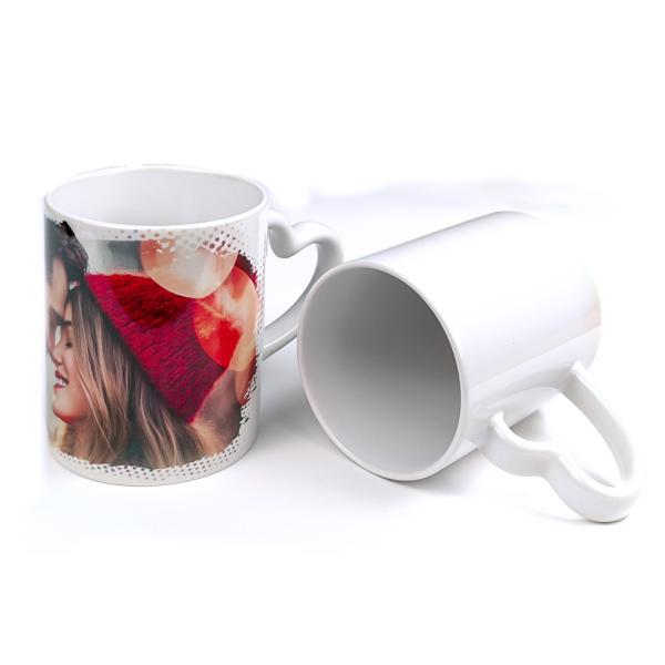Tazas de cerámica con asa corazón