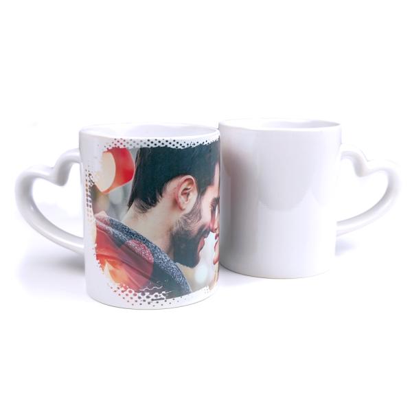 Tazas de cerámica con asa corazón