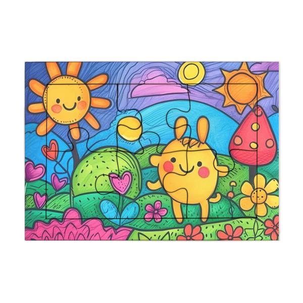 6 pieces wood puzzles with frame (20x14 cm)