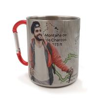 Taza acero inoxidable 300 ml con mosquetón, personalizable por sublimación