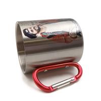 Taza acero inoxidable 300 ml con mosquetón, personalizable por sublimación