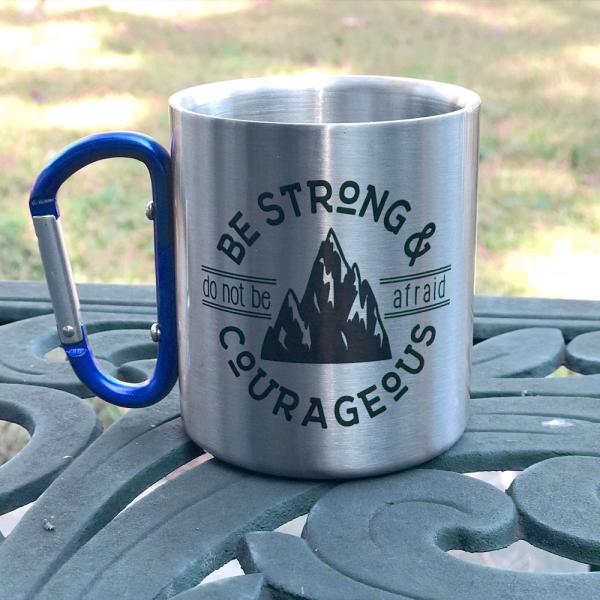 Taza acero inoxidable 300 ml con mosquetón, personalizable por sublimación