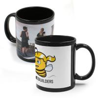 Black mug with white rectangle customizable by sublimation