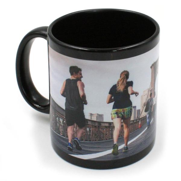 Black mug with white rectangle customizable by sublimation