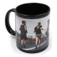 Black mug with white rectangle customizable by sublimation
