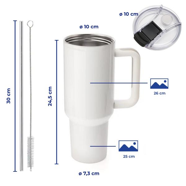 Tazza termica in acciaio inox da 40 once per sublimazione