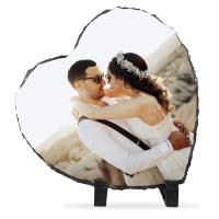 Heart rock slate photo frame 19.5 x 19.5 cm