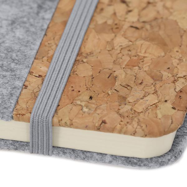 Taccuino ecologico A5 in feltro riciclato con sughero