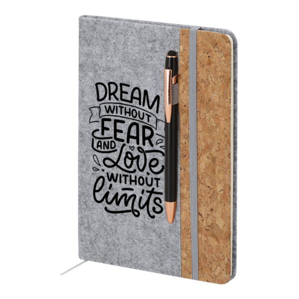 Blocco note grigio screziato A5 con 80 fogli a righe