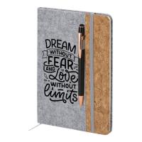 Blocco note grigio screziato A5 con 80 fogli a righe