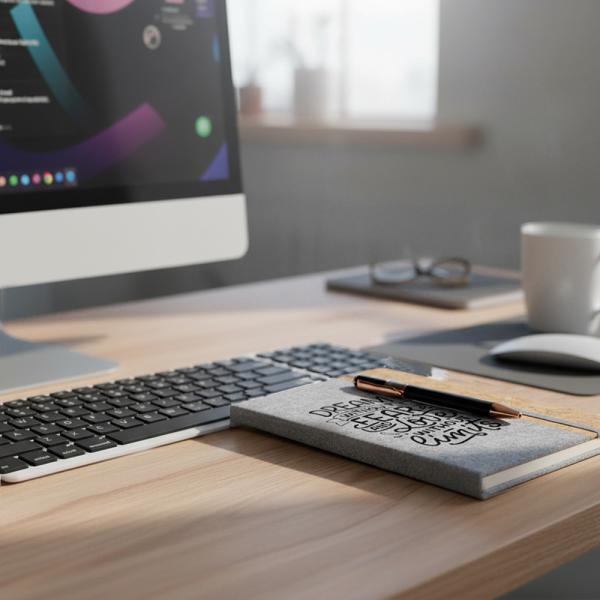 Blocco note in feltro riciclato A5 con supporto per penna