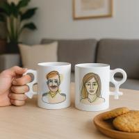 Ceramic mugs with gender symbol handle for sublimation