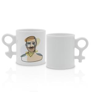 Ceramic mugs with gender symbol handle for sublimation 2